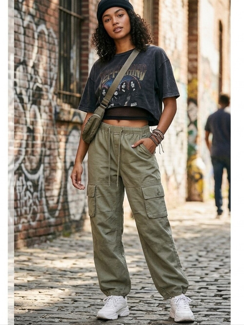 BP. Green Drawstring Pullon Joggers Womens Size XXS Streetwear City Urbanwear